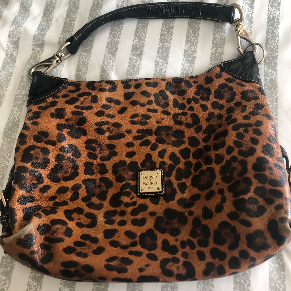Dooney & Bourke Leopard Print Satchel Handbag Authentic Very Used Condition
